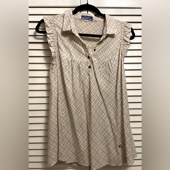 BURBERRY BLUE LABEL COTTON RUFGLE SLEEVELESS TOP - Picture 1 of 8